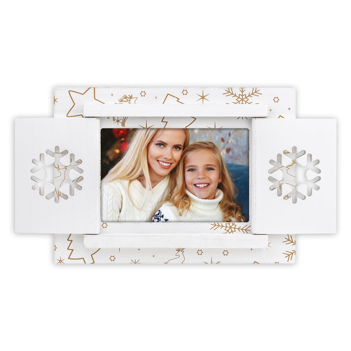 ZEP Valtellina houten kerstfotolijst met luikjes – Wit / Goud – 1