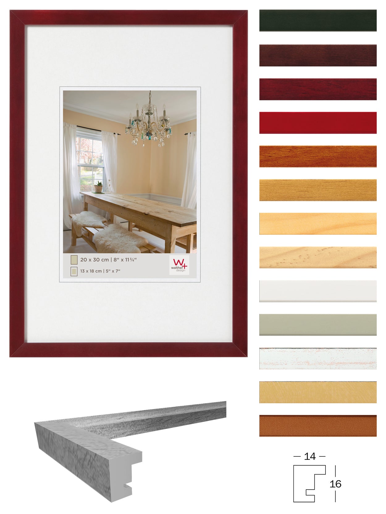 Peppers wooden frame 15x15 gold