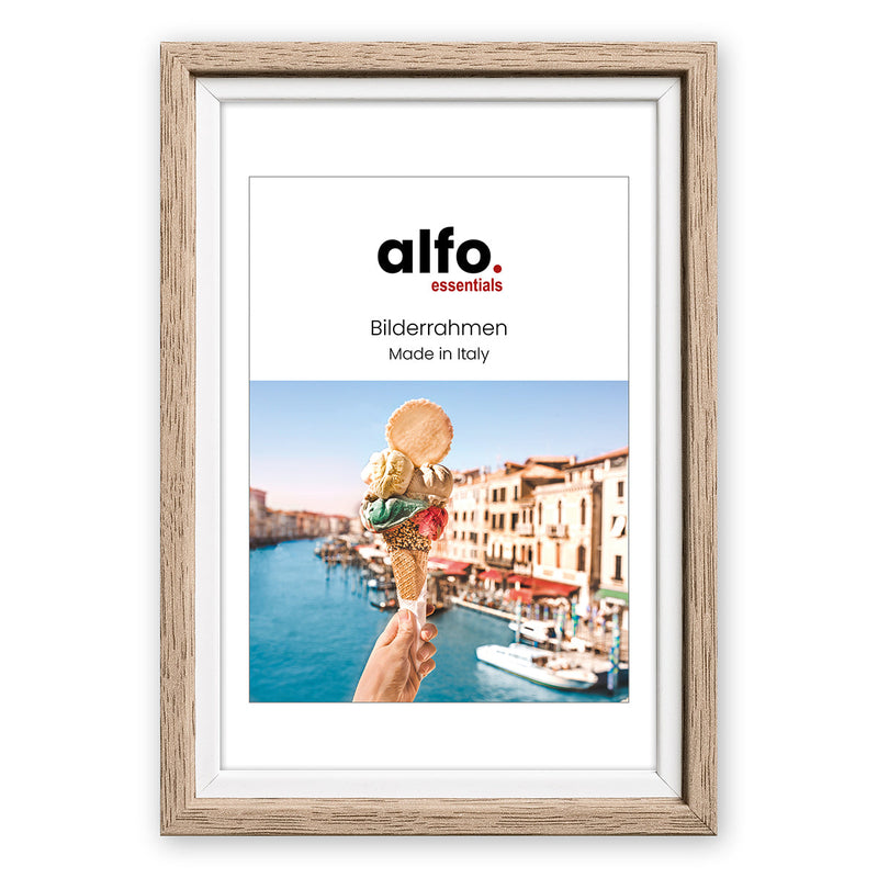 alfo. Neapel 13x18 cm eiken-wit, houten fotolijst