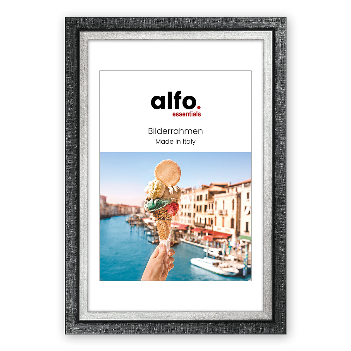 alfo. Neapel 30x40 cm zwart-zilver, houten fotolijst