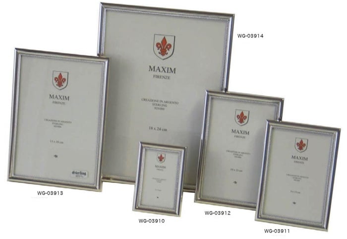 Fotolijst MAXIM zilver 925 smal parel 18 x 24 cm. WG-03914