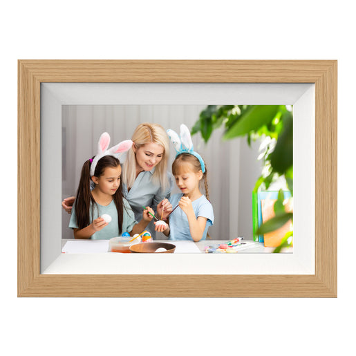 Braun digitale fotolijst 10W WiFi beuken met wit passe-partout [25,7 cm]