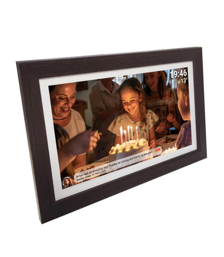 Denver PFF-1543 Frameo digitale fotolijst 15,6 inch – Donker hout – 2