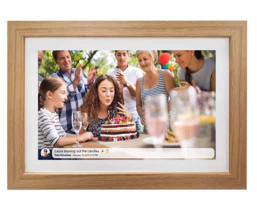 Denver PFF-1543 Frameo digitale fotolijst 15,6 inch – Licht hout – 8