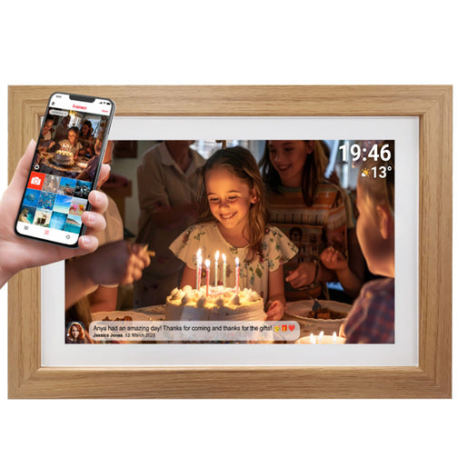 Denver PFF-1543 Frameo digitale fotolijst 15,6 inch – Licht hout – 1