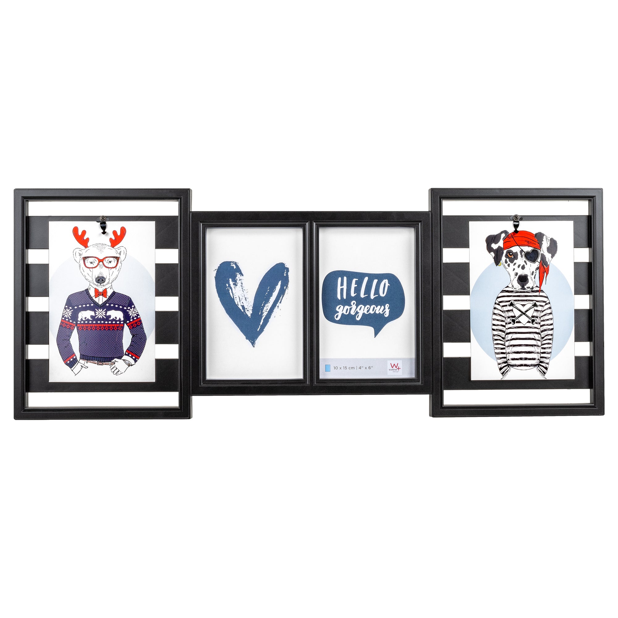 Gallery frame Mr. Gorgeous, black for 4 photos