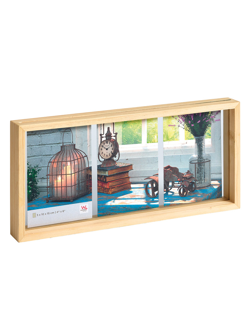 Rustic gallery frame, 3 X 10x15 cm, nature