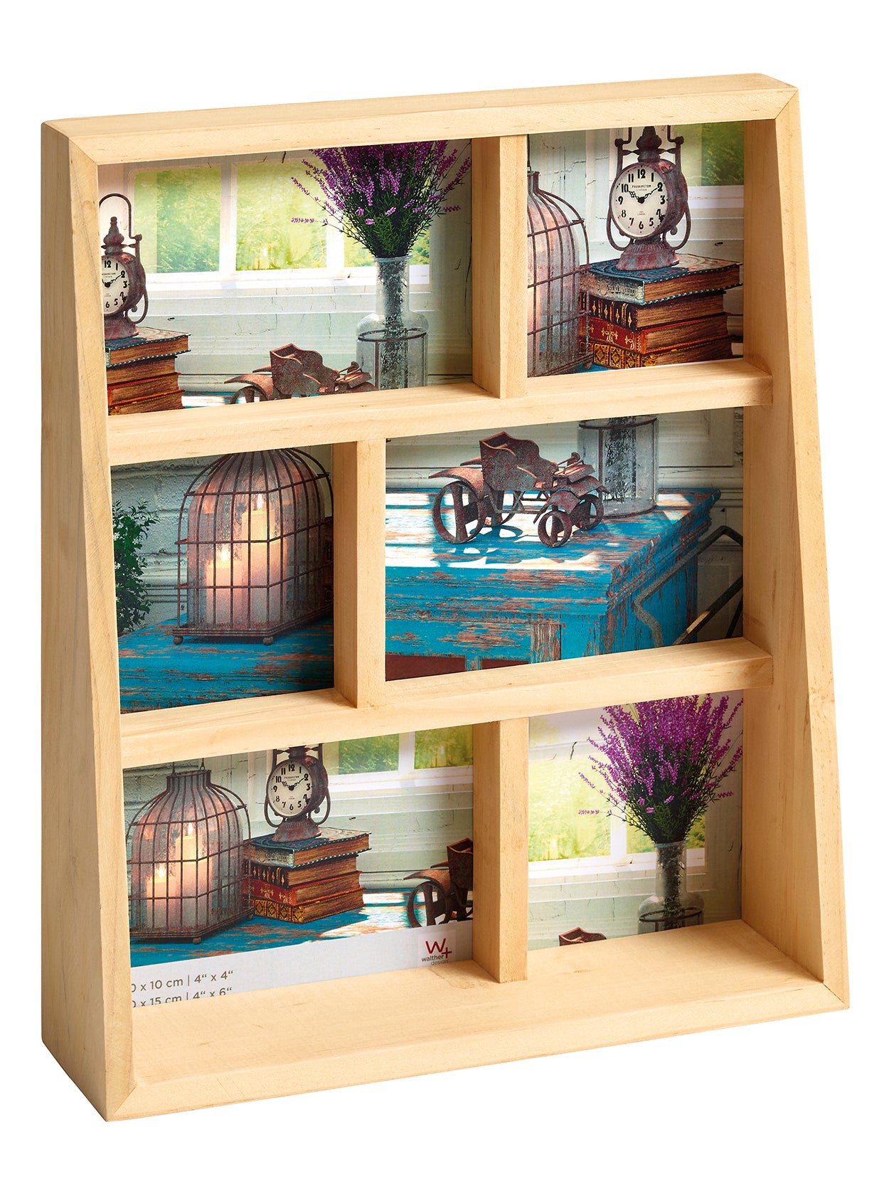 Rustic gallery frame, 3 X 10x15 + 3 X 10x10 cm, nature