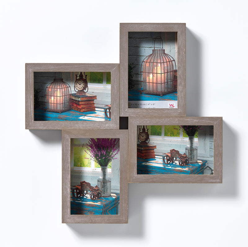 Rustic gallery frame, 4 X 10x15 cm, grey