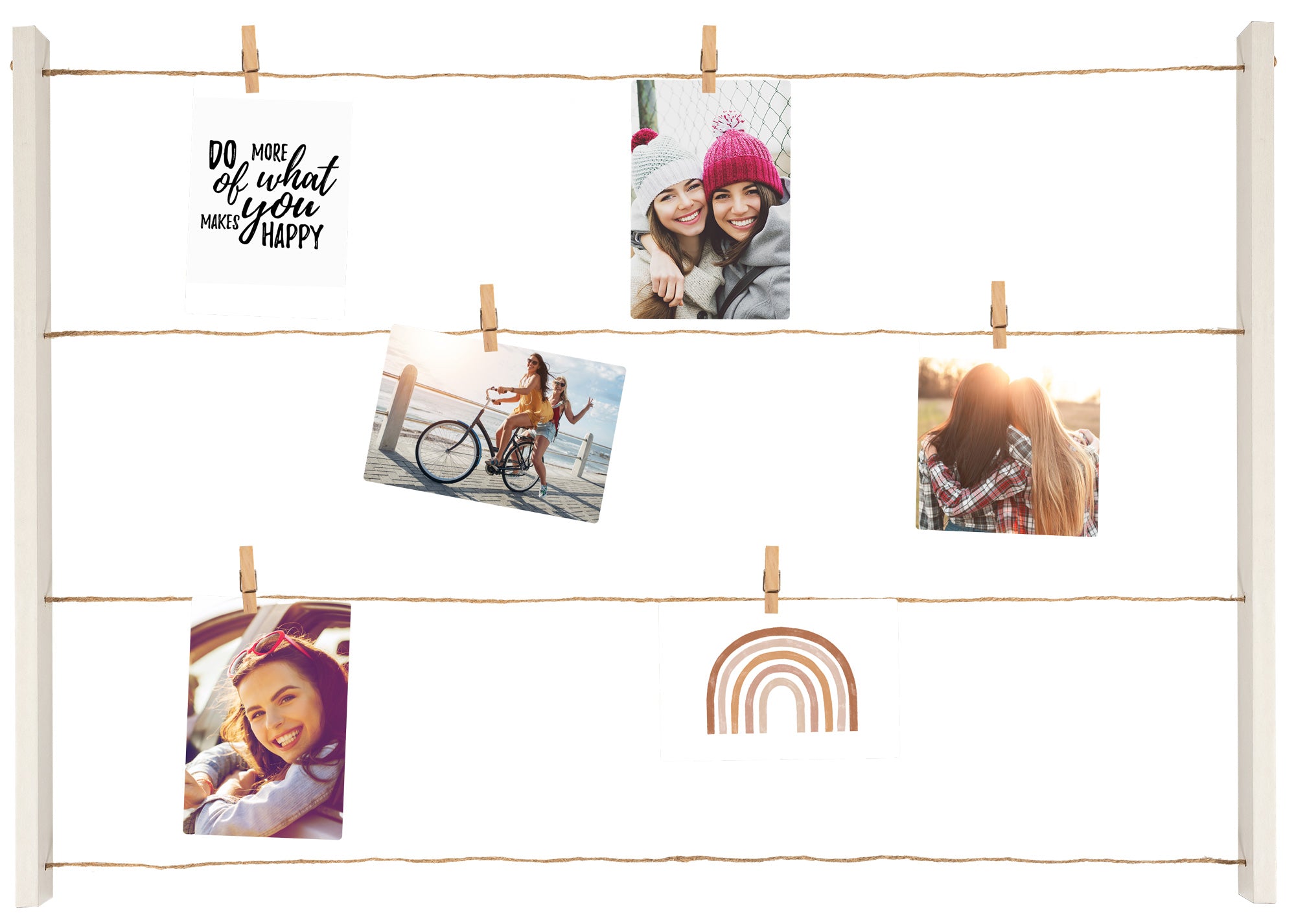 Rope Tense Gallery, 5 photo ropes with 20 wooden clips, 48 cm