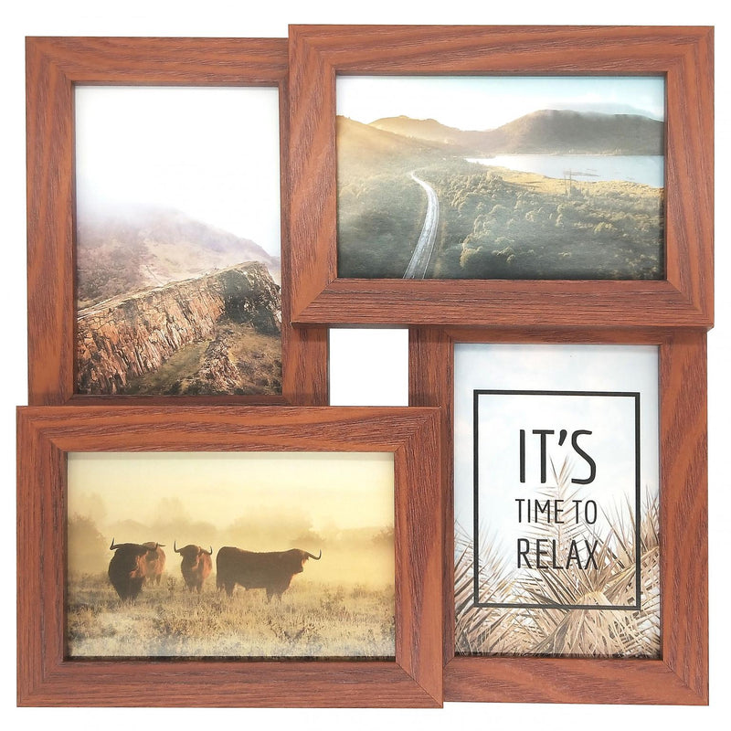 Fotolijst - Henzo - Pure Barry - Collagelijst voor 4 foto's - Fotomaat 10x15 cm - Bruin
