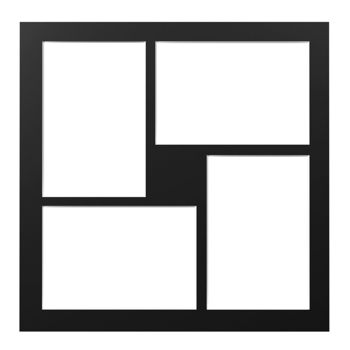 Passe-partout 30x30 met 4 uitsneden 10x15 zwart