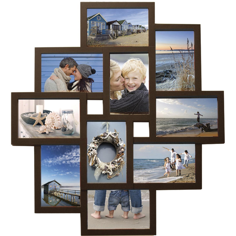 Fotolijst - Henzo - Holiday Gallery - Collagelijst voor 10 foto's - Fotomaat 10x15 cm - Donkerbruin