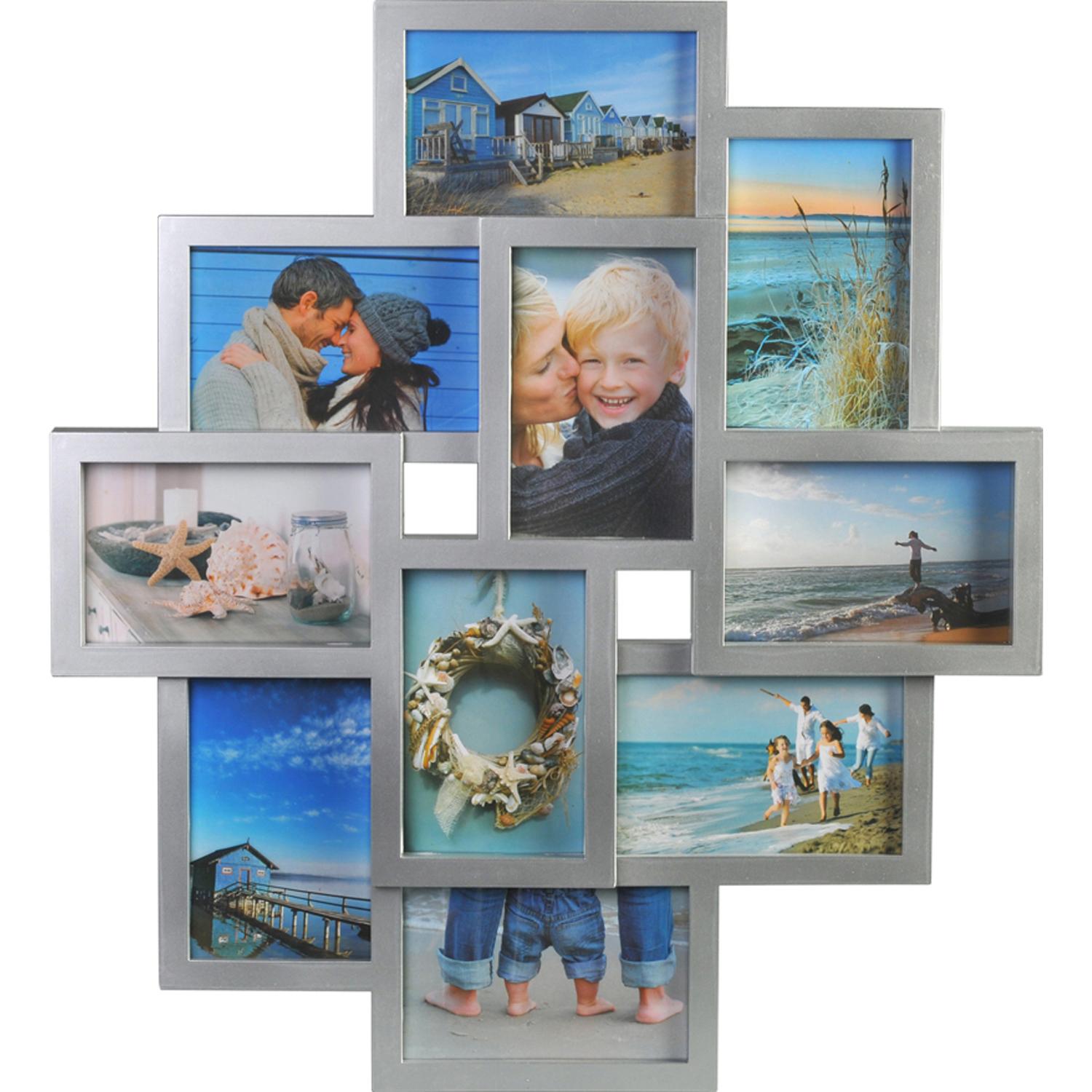 Fotolijst - Henzo - Holiday Gallery - Collagelijst voor 10 foto's - Fotomaat 10x15 cm - Zilver