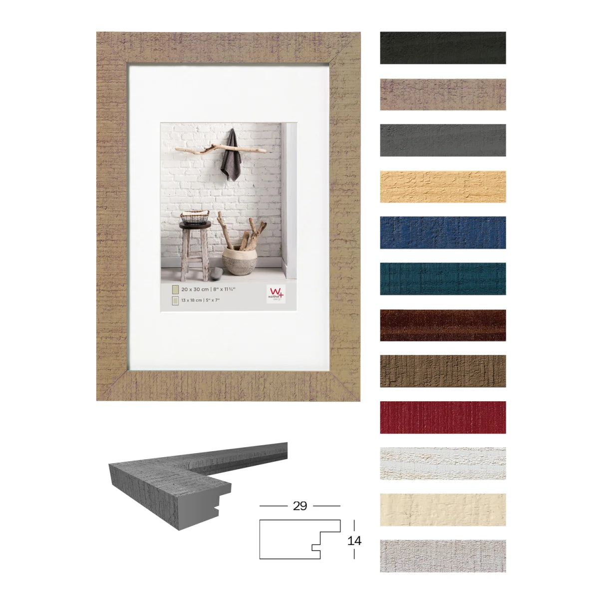 Home houten collagelijst voor 6 foto's zwart wit grijs