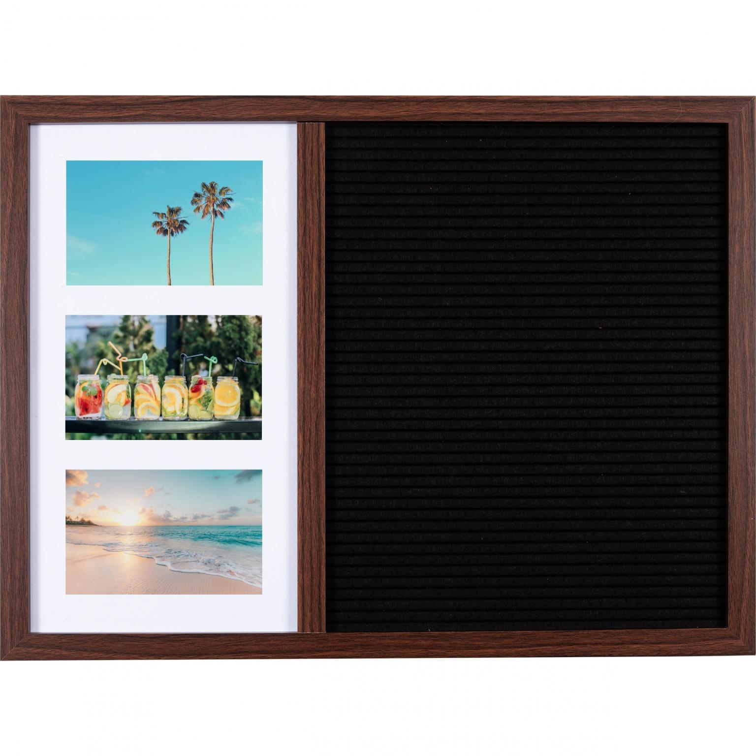 Letterbord - Henzo - Collagelijst voor 3 foto's plus tekst - Donkerbruin