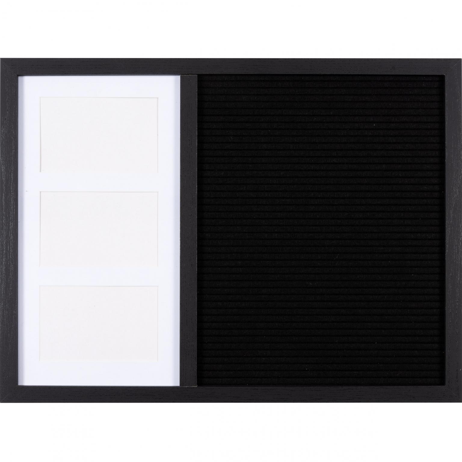 Letterbord - Henzo - Collagelijst voor 3 foto's plus tekst - Zwart