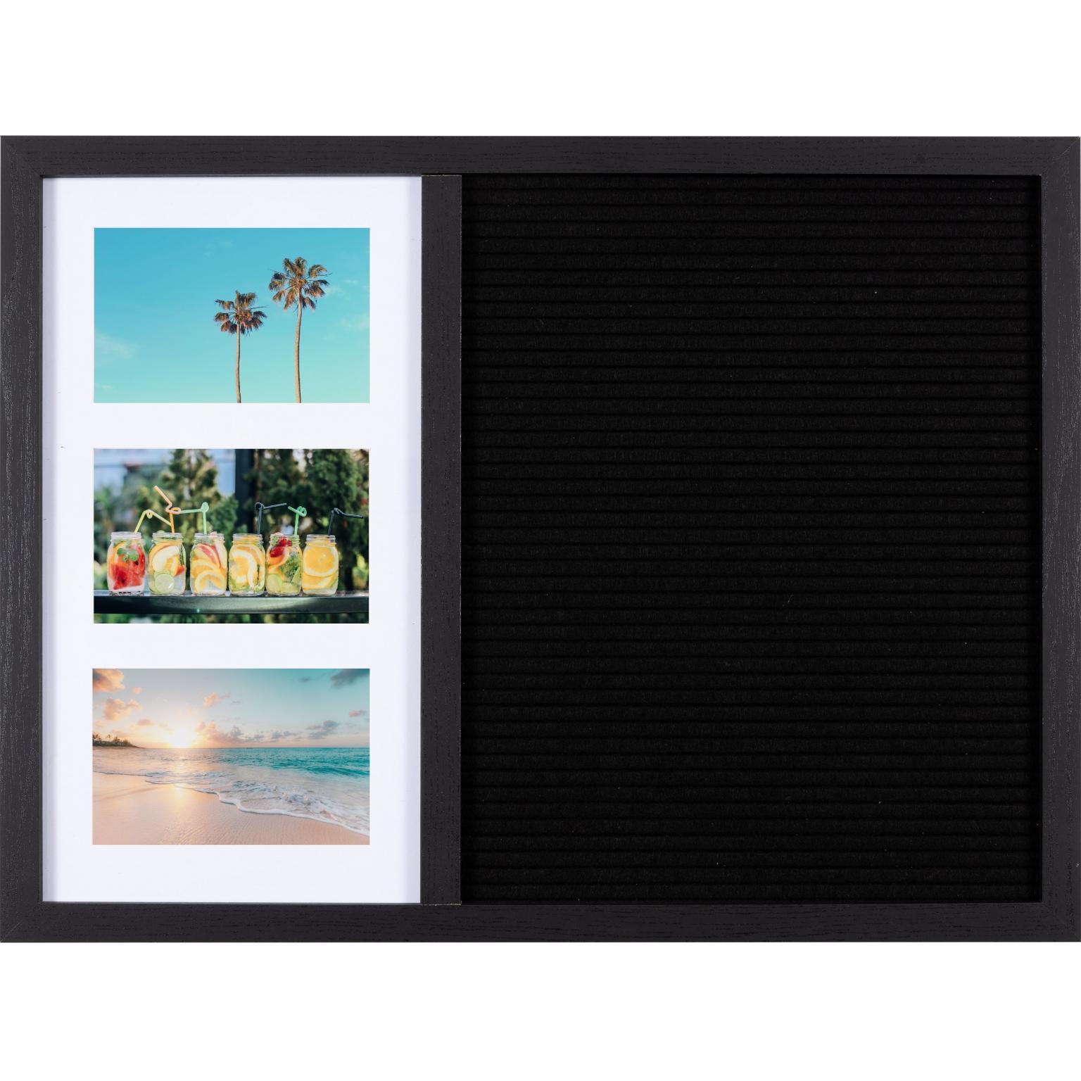 Letterbord - Henzo - Collagelijst voor 3 foto's plus tekst - Zwart