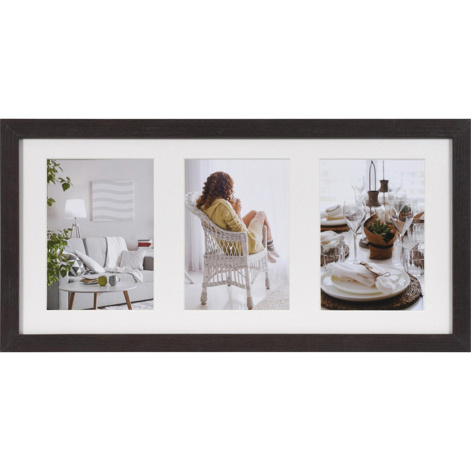 Fotolijst - Henzo - Modern Gallery - Collagelijst voor 3 foto's - Fotomaat 13x18 cm - Donkerbruin