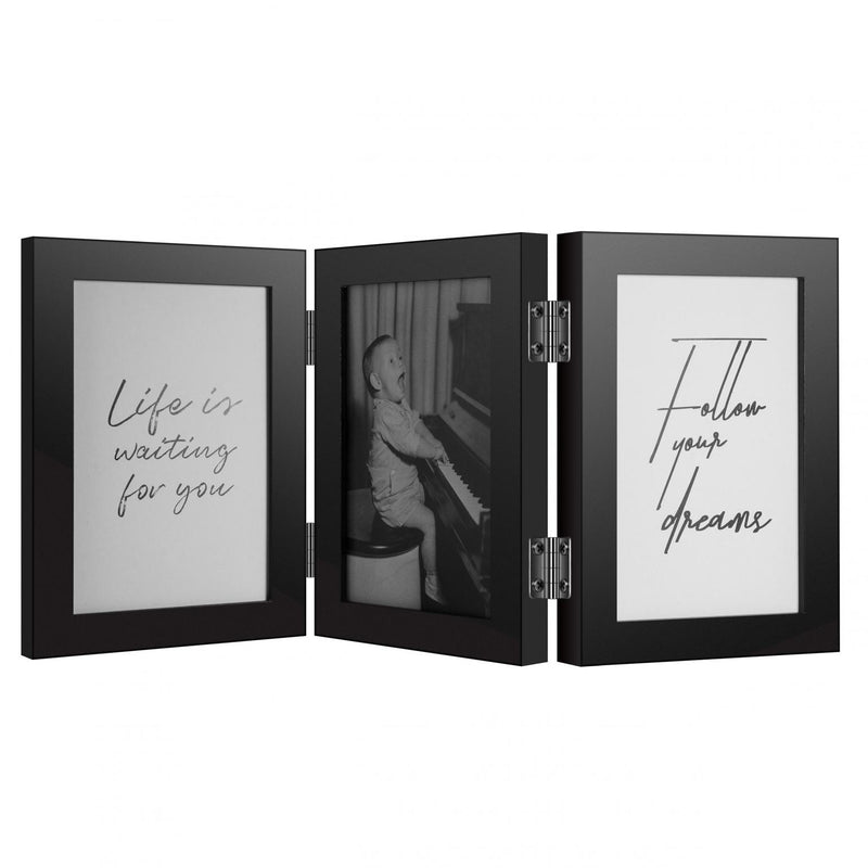 Fotolijst - Henzo - Piano Triple Swing Portrait - Collagelijst voor 3 foto's - Fotomaat 13x18 cm - Zwart