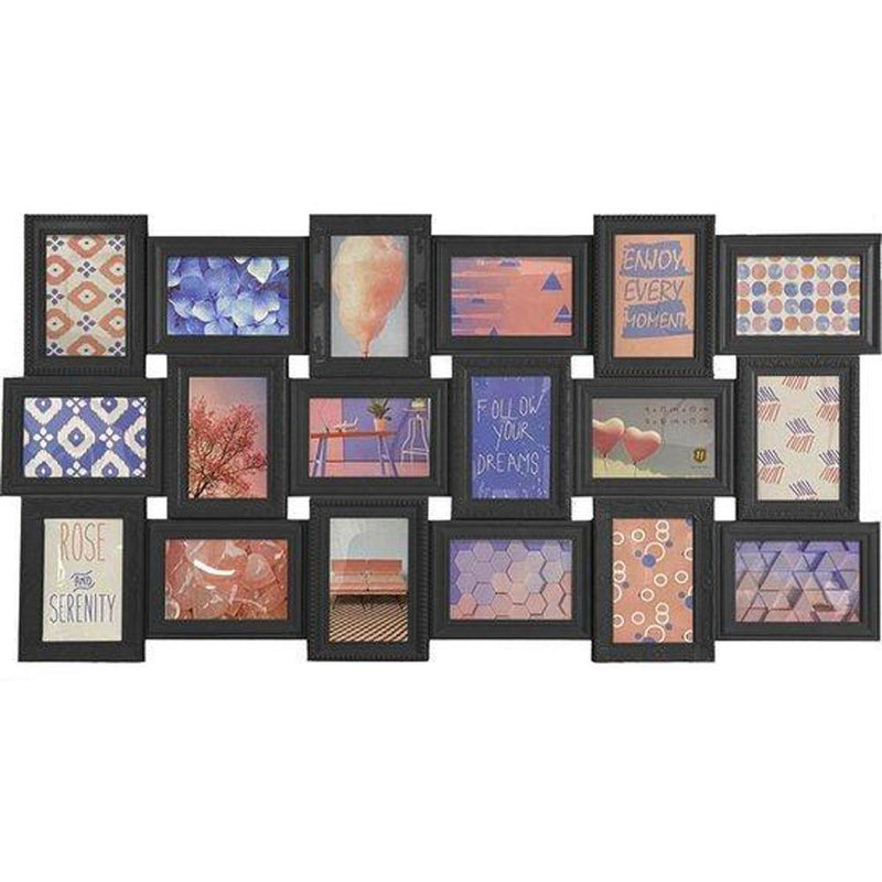 Fotolijst - Henzo - Trendy Gallery - Collagelijst voor 18 foto's - Fotomaat 10x15 cm - Zwart